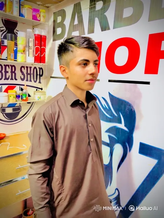 Young Man in Barber Shop with Steady Zoom-In – AI Generated Video | Hailuo AI