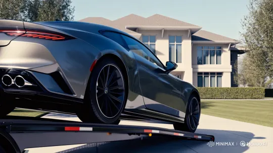 Luxury Sports Car Delivery to Suburban Dream Home – AI Generated Video | Hailuo AI