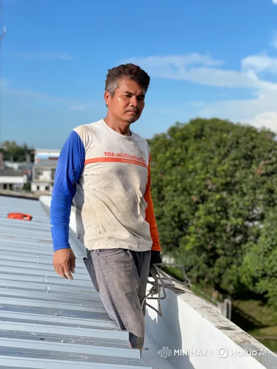 Construction Worker Practicing Kung Fu on Roof – AI Generated Video | Hailuo AI