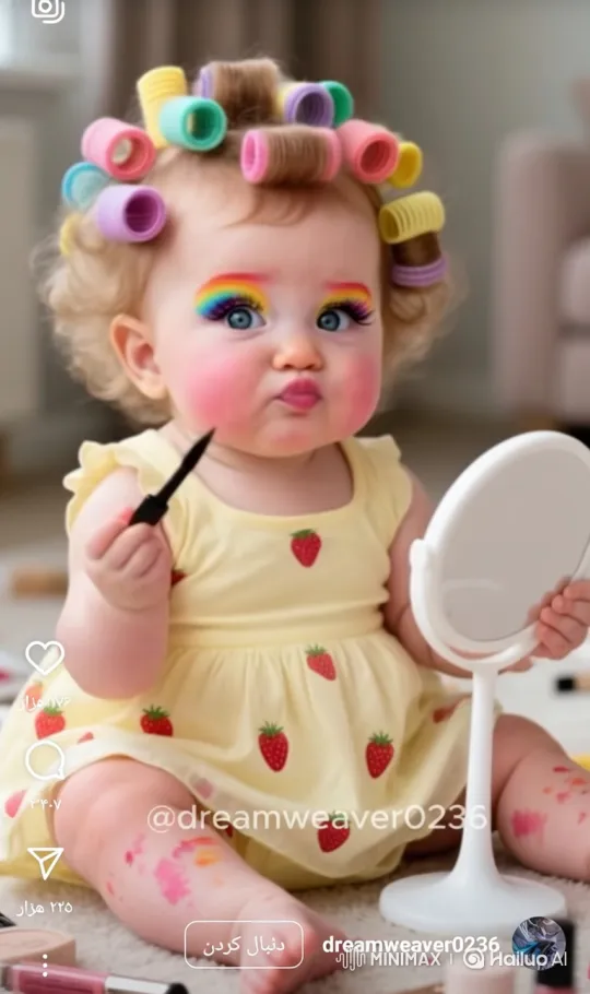 Baby Girl Poses Playfully with Makeup – AI Generated Video | Hailuo AI