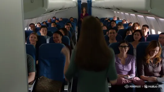 Joyful Reunion in an Airplane Aisle – AI Generated Video | Hailuo AI