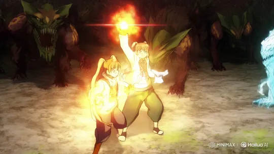 Ikki and Stella's Elemental Battle Against Monsters – AI Generated Video | Hailuo AI