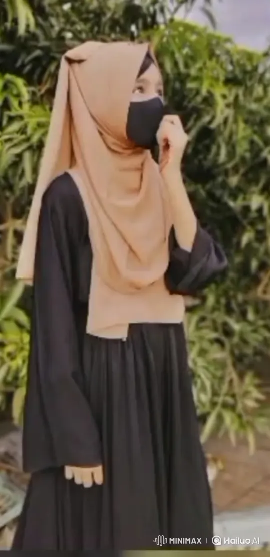 Woman in Black Dress and Scarf Reflects Outdoors – AI Generated Video | Hailuo AI