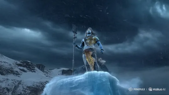 Lord Shiva's Cosmic Beam Amid Himalayan Storm – AI Generated Video | Hailuo AI