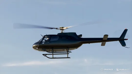 Modern Helicopter Glides Through Vast Sky – AI Generated Video | Hailuo AI