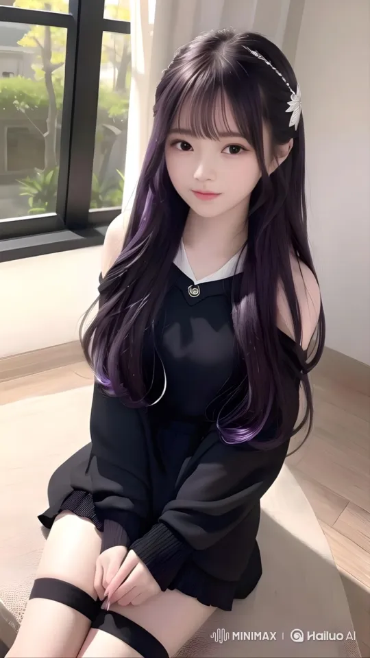 Young Woman in Black Dress with Gentle Smile – AI Generated Video | Hailuo AI