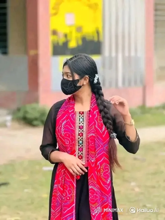 Young Woman in Thoughtful Pose with Fluttering Scarf – AI Generated Video | Hailuo AI