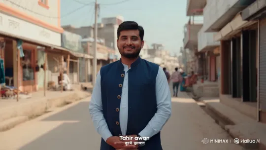 Tahir Awan Botalay Stands Confidently in Botala – AI Generated Video | Hailuo AI
