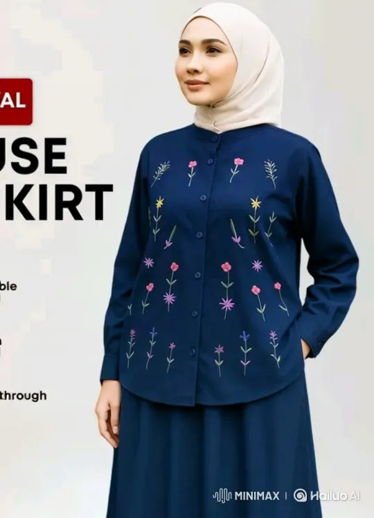 Woman in Floral Embroidered Outfit Poses in Garden – AI Generated Video | Hailuo AI