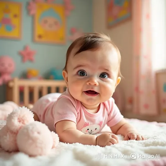 Adorable Baby Girl Smiles in Nursery Setting – AI Generated Video | Hailuo AI