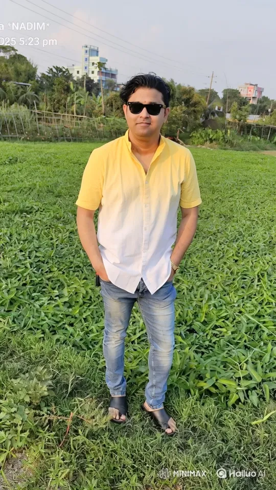 Man Stands Calmly in Swaying Green Field – AI Generated Video | Hailuo AI
