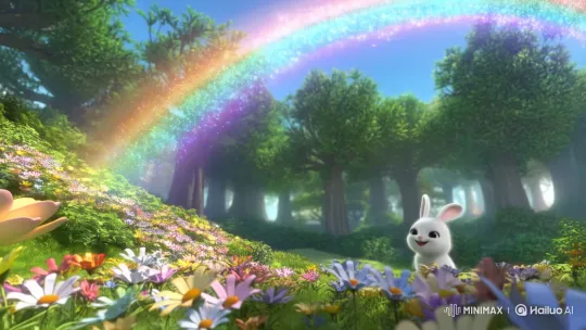 Luna the Bunny Chases Rainbow to Magical Flower – AI Generated Video | Hailuo AI