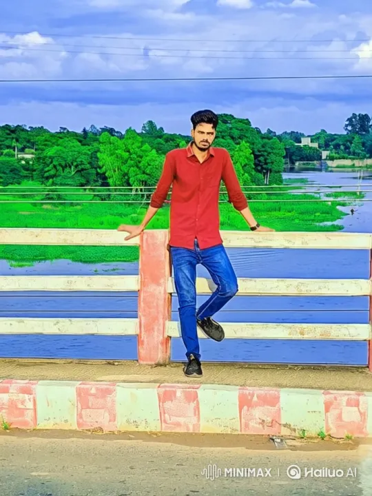 Peaceful Reflection: Animated Man on Bridge with River – AI Generated Video | Hailuo AI