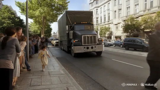 Child Saved by Jesus from Truck on Busy Street – AI Generated Video | Hailuo AI