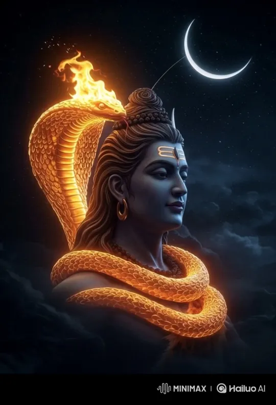 Mystical Deity and Serpent in Cosmic Dance – AI Generated Video | Hailuo AI