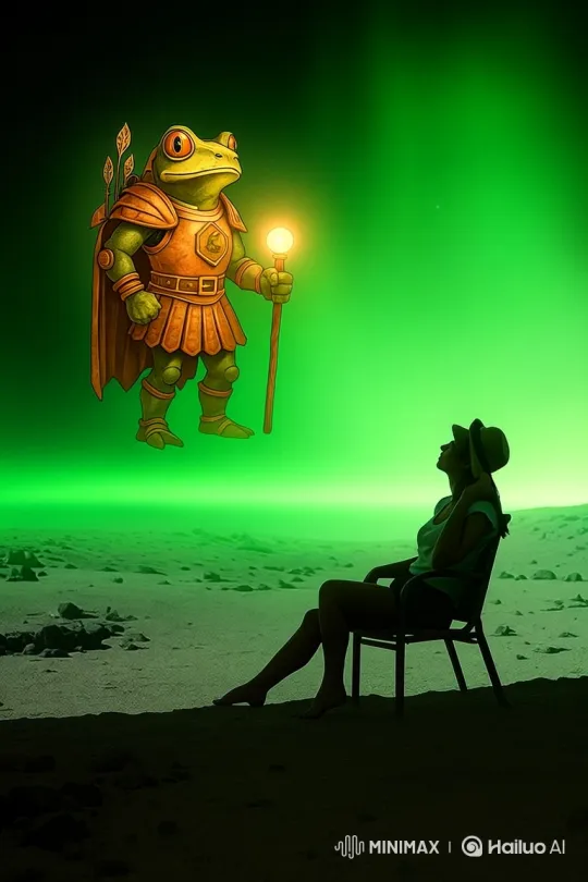 Surreal Dance of Frog Warrior and Woman in Enchanted Landscape – AI Generated Video | Hailuo AI