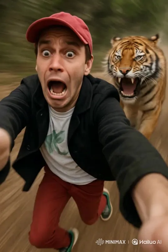 Cat Escapes Tiger Chase – AI Generated Video | Hailuo AI