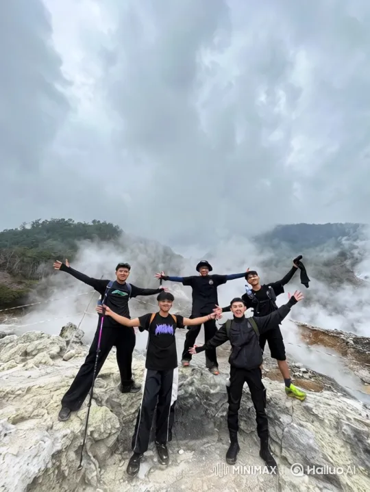 Triumphant Hikers Celebrate on Mountain Summit with Panoramic Earth View – AI Generated Video | Hailuo AI