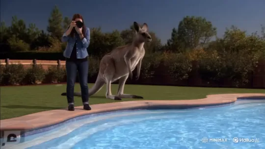 Person Falls in Pool, Rescued by Kangaroo, Meteor Strikes – AI Generated Video | Hailuo AI