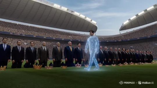 Zion Walks Past Kneeling Leaders in Starlit Stadium – AI Generated Video | Hailuo AI