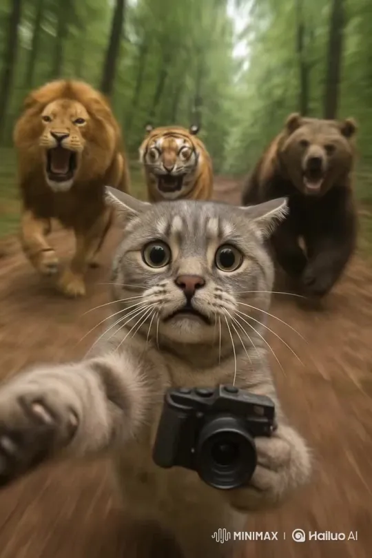 Photographer Escapes Predators in the Forest – AI Generated Video | Hailuo AI