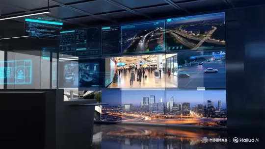 Advanced AI Monitors Shopping Mall and City Scenarios – AI Generated Video | Hailuo AI