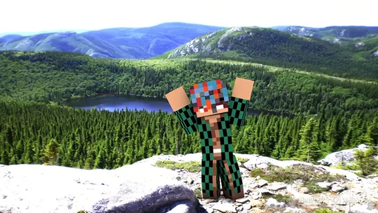 Pixel Character on Mountain Summit Views Earth from Space – AI Generated Video | Hailuo AI