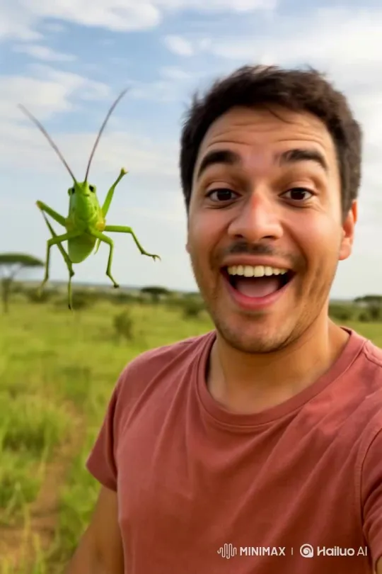 Grasshopper on Car Glass Turns into a Hero – AI Generated Video | Hailuo AI