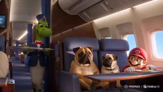 Dinosaur Flight Attendant Serves Meal in Luxury Airplane Cabin – AI Generated Video | Hailuo AI
