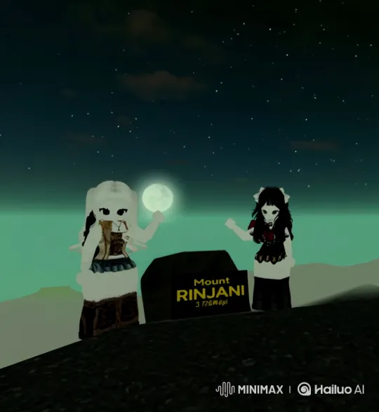 Anime Avatars Witness Earth's Majesty from Mount Rinjani's Peak – AI Generated Video | Hailuo AI