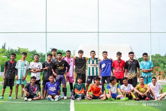Youth Soccer Team Poses on Mountain Peak, Earth from Space View – AI Generated Video | Hailuo AI