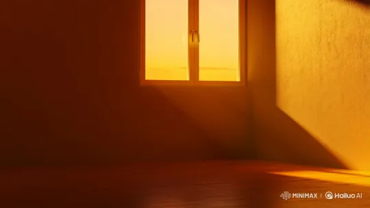 Golden Hour Room with Sunlight and Dust Particles – AI Generated Video | Hailuo AI