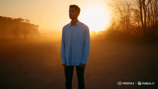 Contemplative Man in Golden Hour Cinematic Portrait – AI Generated Video | Hailuo AI