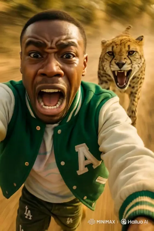 Human Races Against Cheetah in Competition – AI Generated Video | Hailuo AI