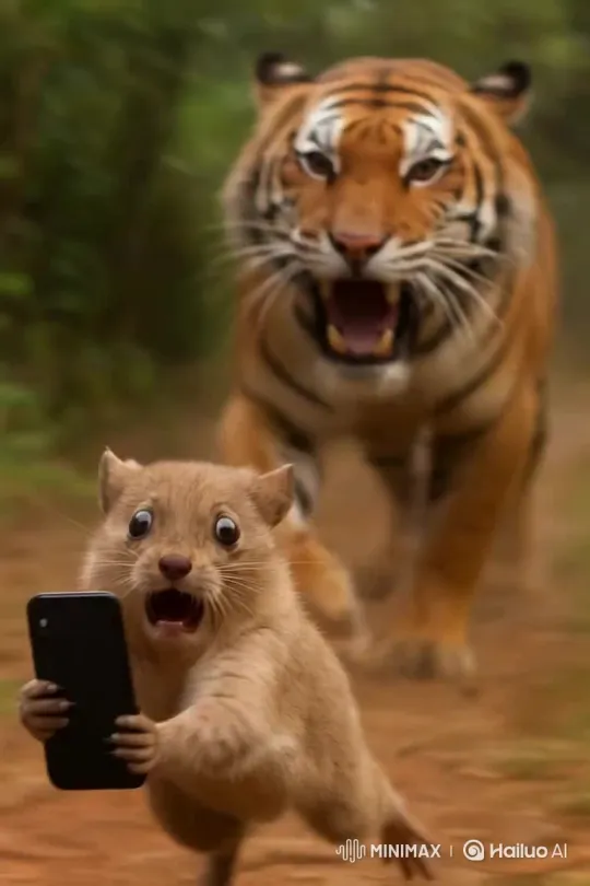 Escape from the Tiger: A Thrilling Adventure – AI Generated Video | Hailuo AI
