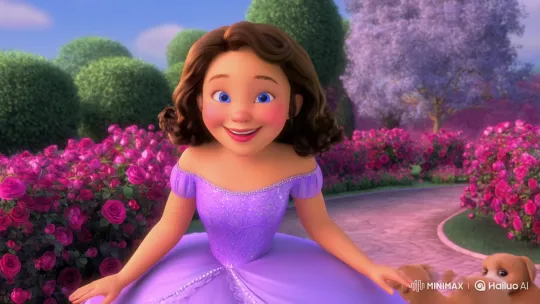 Joyful Princess Laughs with Puppies in Lavish Garden – AI Generated Video | Hailuo AI
