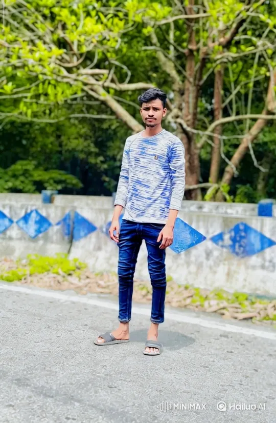Young Man on Road with Gentle Breeze and Smile – AI Generated Video | Hailuo AI