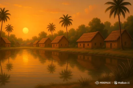Genie and Elderly Man Share Moment by Enchanted Pond at Sunset – AI Generated Video | Hailuo AI
