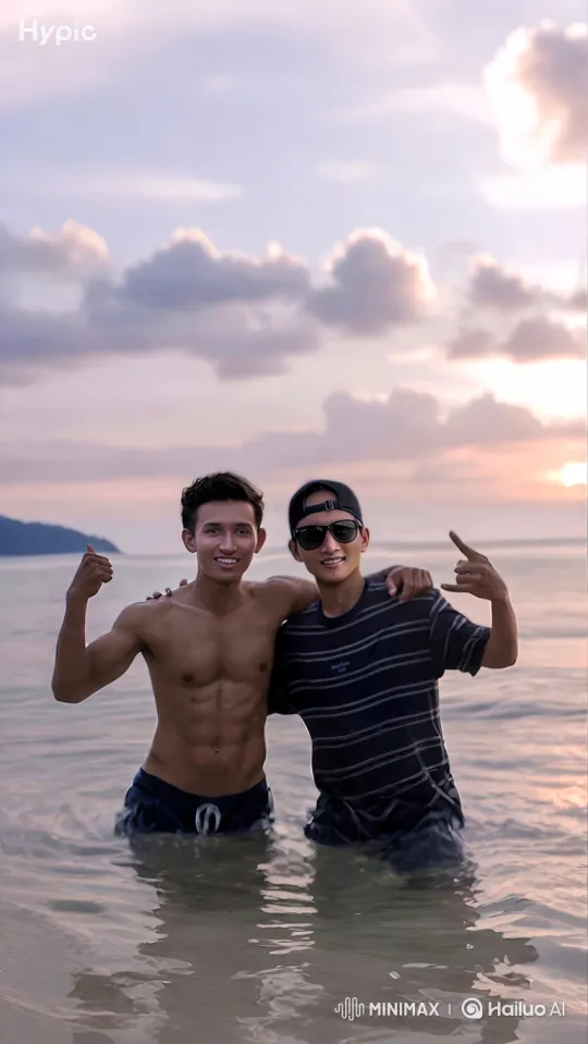 Friends Enjoying a Sunset in the Ocean – AI Generated Video | Hailuo AI