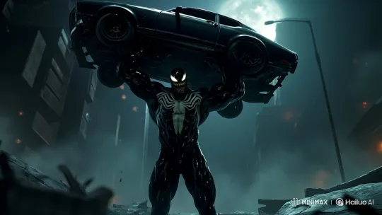 Venom Trains with Mercedes Amidst Ruined Cityscape – AI Generated Video | Hailuo AI