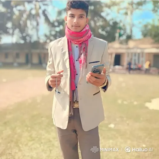 Young Man in Field with Scarf and Smartphone – AI Generated Video | Hailuo AI