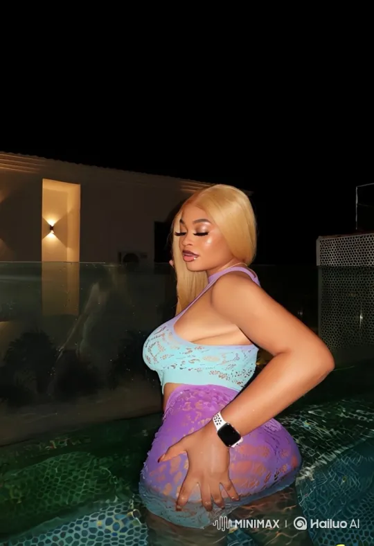 Nighttime Poolside Portrait with Gentle Camera Movement – AI Generated Video | Hailuo AI