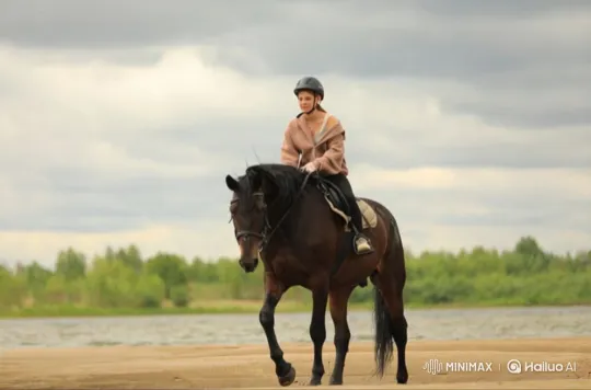 Woman and Horse Perform Astonishing Skyward Leap – AI Generated Video | Hailuo AI