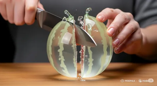 Glass Watermelon Sliced with Precision – AI Generated Video | Hailuo AI