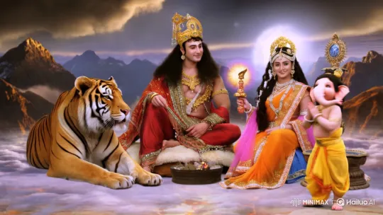 Ganesha's Devotion: Circumambulating Shiva and Parvati – AI Generated Video | Hailuo AI