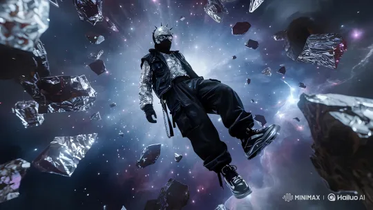 Futuristic Astronaut Drifts Through Cosmic Nebula – AI Generated Video | Hailuo AI
