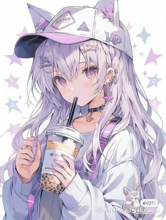 Anime Girl Enjoying Bubble Tea with Calm Contentment – AI Generated Video | Hailuo AI