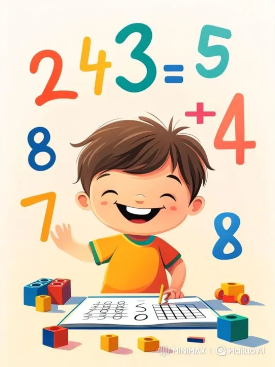 Cheerful Boy Enjoys Learning with Animated Numbers – AI Generated Video | Hailuo AI