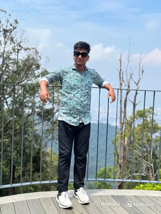 Young Man Enjoying Scenic View on Observation Deck – AI Generated Video | Hailuo AI