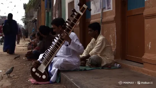 Sitar Musician Engages Listeners in Banaras – AI Generated Video | Hailuo AI